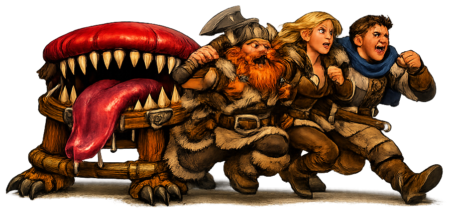 An adventuring party running